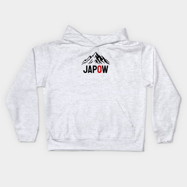 JAPOW Japan Powder Snow Snowboard Sticker - Black Kids Hoodie by PawaPotto